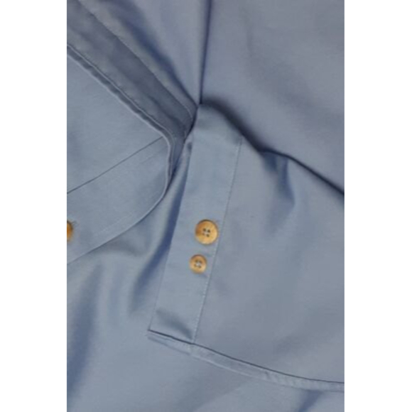 Lands End Men's Med. 15-15.5 Traditional Fit Short Sleeve Button Down Blue Shirt - Picture 5 of 6